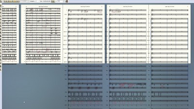 Screenshot der Partitur mit falscher Darstellung der letzten drei Seiten
